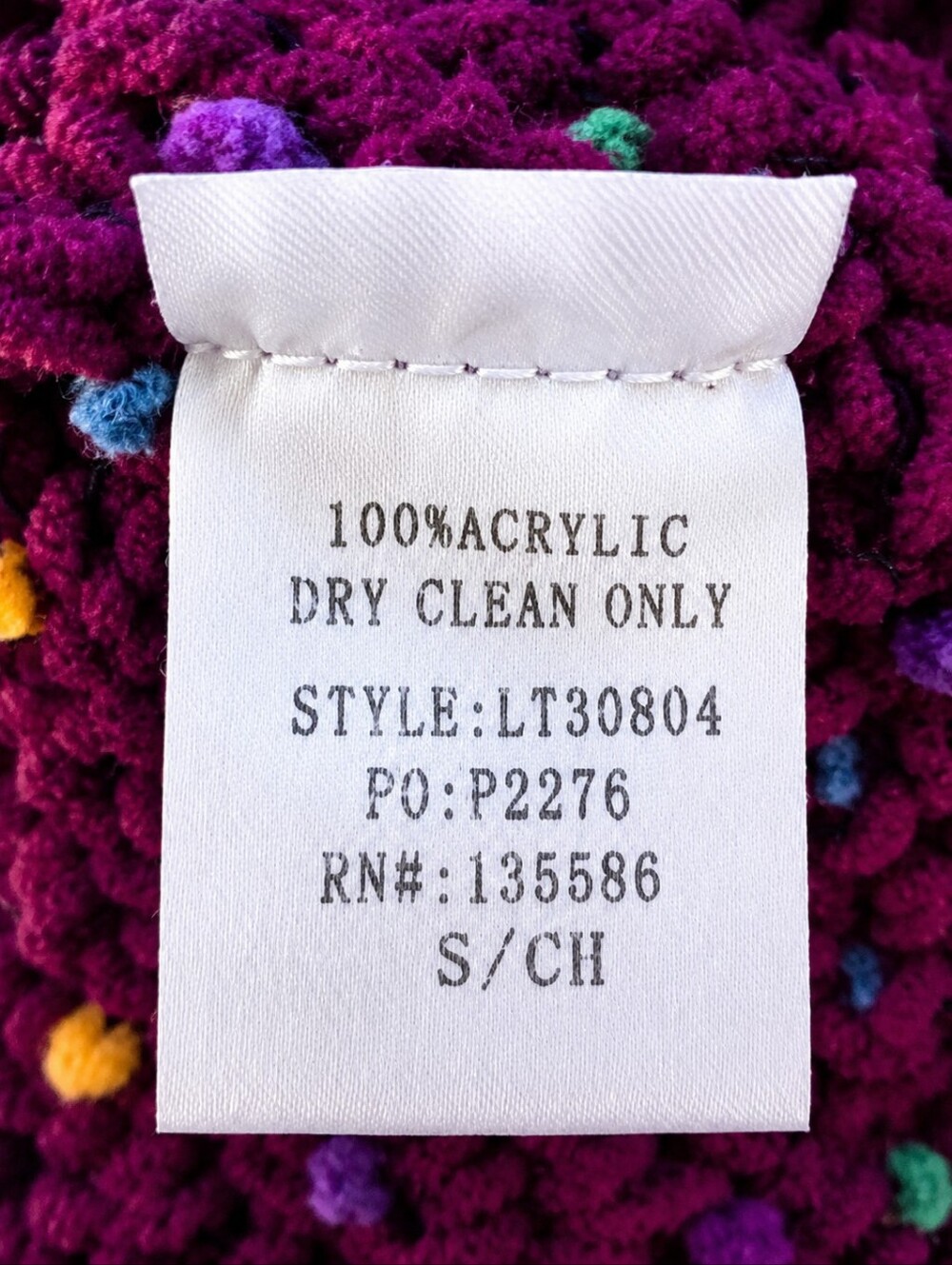 Main Strip Confetti Sweater Small Purple Chunky Knit Distressed Crop Cozy Boho - Picture 5 of 9